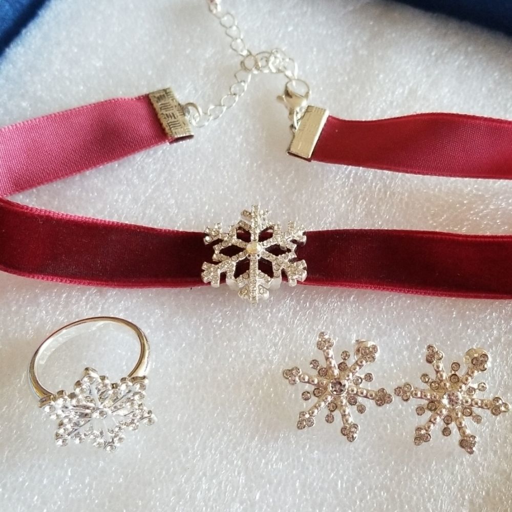 Choker, ring, and earrings‎